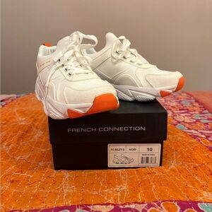 French Connection Ivory and Orange Sneakers
